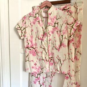 Bed Head Cherry Blossoms Short Sleeve Pajamas Set L